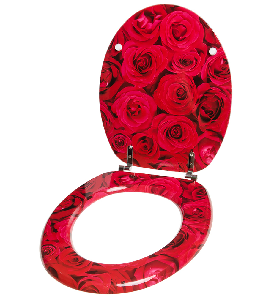 Soft Close Toilet Seat Red Rose