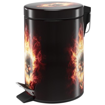 Bathroom Bin Skull in Flames 3 Litres