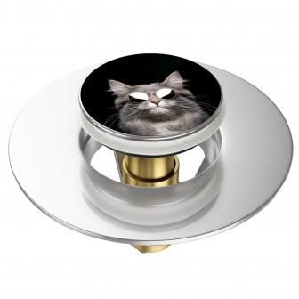 Pop-Up Wash Basin Plug Cool Cat