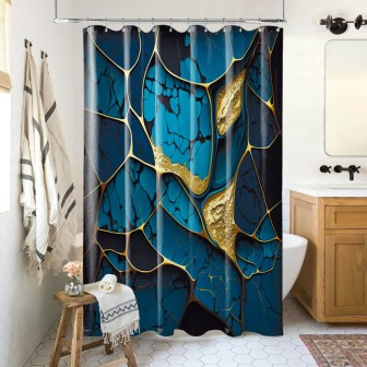 Shower Curtain Marble Cobalt 180 x 200 cm