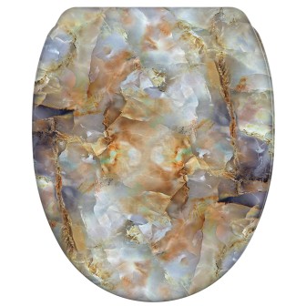 Soft Close Toilet Seat with Quick Release Marble Brown