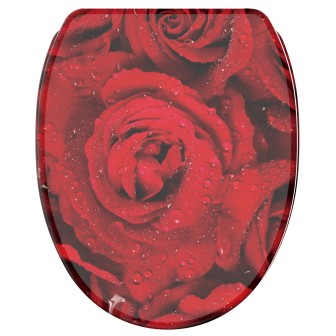 Soft Close Toilet Seat with Quick Release Red Rose
