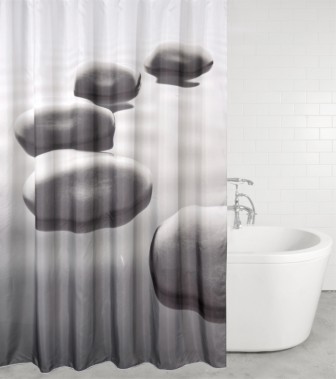 Shower Curtain Black Stones 180 x 200 cm