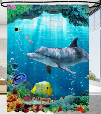 Shower Curtain Dolphin Corals 180 x 200 cm