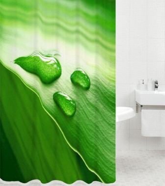 Shower Curtain Green Leaf 180 x 180 cm