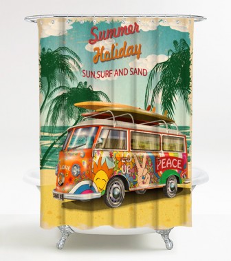 Shower Curtain Summer Bus 180 x 200 cm