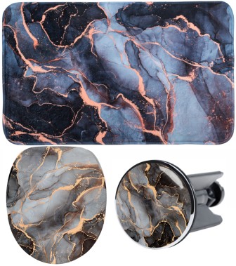 3 Piece Bathroom Set Marble Abstakt