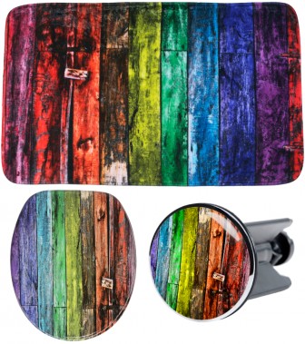 3 Piece Bathroom Set Rainbow