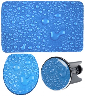 3 Piece Bathroom Set Water Pearls Blue