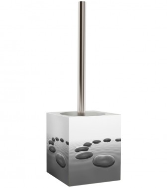 Toilet Brush and Holder Black Stones