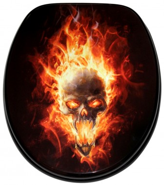 Soft Close Toilet Seat Skull in Flames