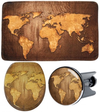 3 Piece Bathroom Set World Map