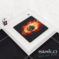 Bath Mat Skull in Flames 53 x 53 cm