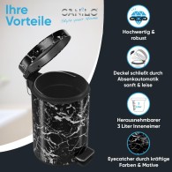 Bathroom Bin Marble Black 3 Litres