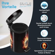 Bathroom Bin Skull in Flames 3 Litres