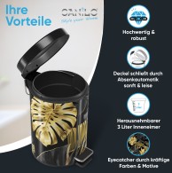 Bathroom Bin Golden Leaves 3 Litres