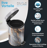 Bathroom Bin Marble Abstract 3 Litres