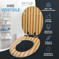 Soft Close Toilet Seat Bamboo Striped