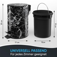 Bathroom Bin Marble Black 3 Litres