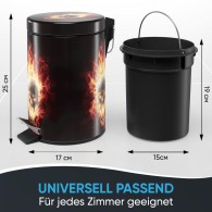 Bathroom Bin Skull in Flames 3 Litres