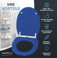 Soft Close Toilet Seat with Quick Release Blue