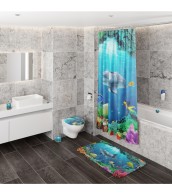 Shower Curtain Dolphin Corals 180 x 200 cm