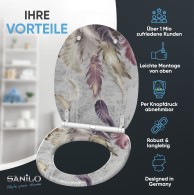 Soft Close Toilet Seat with Quick Release Feathers