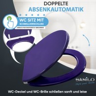 Soft Close Toilet Seat with Quick Release Glittering Purple