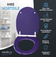 Soft Close Toilet Seat with Quick Release Glittering Purple