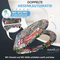 Soft Close Toilet Seat with Quick Release Graffiti