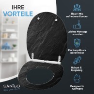 Soft Close Toilet Seat with Quick Release Granite