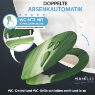 Soft Close Toilet Seat with Quick Release Green Leaf