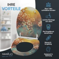 Soft Close Toilet Seat with Quick Release Cherry Blossom