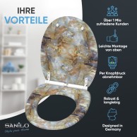 Soft Close Toilet Seat with Quick Release Marble Brown