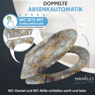Soft Close Toilet Seat with Quick Release Marble Brown