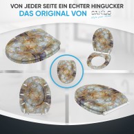 Soft Close Toilet Seat with Quick Release Marble Brown