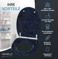 Soft Close Toilet Seat with Quick Release Marble Darkblue