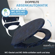 Soft Close Toilet Seat with Quick Release Marble Darkblue