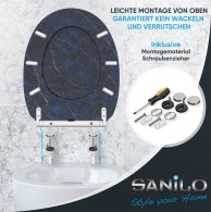 Soft Close Toilet Seat with Quick Release Marble Darkblue
