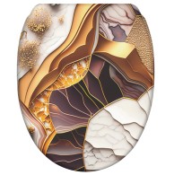 Soft Close Toilet Seat with Quick Release Marble Gold