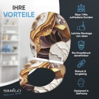 Soft Close Toilet Seat with Quick Release Marble Gold