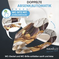 Soft Close Toilet Seat with Quick Release Marble Gold