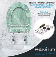 Soft Close Toilet Seat with Quick Release Marble Green
