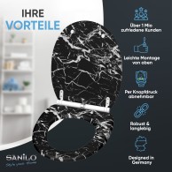 Soft Close Toilet Seat with Quick Release Marble Black