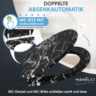 Soft Close Toilet Seat with Quick Release Marble Black