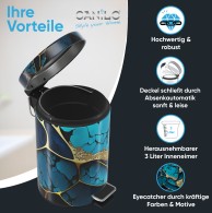 Bathroom Bin Marble Cobalt 3 Litres