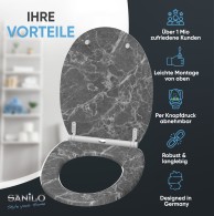 Soft Close Toilet Seat with Quick Release Marble Grey