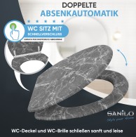 Soft Close Toilet Seat with Quick Release Marble Grey