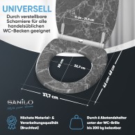 Soft Close Toilet Seat with Quick Release Marble Grey