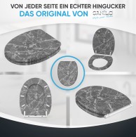 Soft Close Toilet Seat with Quick Release Marble Grey